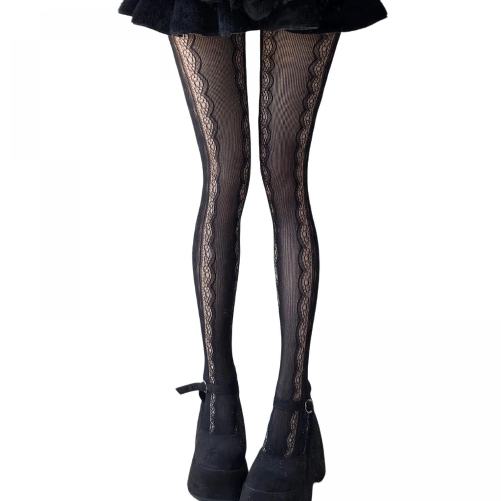 Women Y2K Lace Tights Stocking Elastic Fishnet Tights Pantyhose for Dress Date Club Cosplay Leggings Party Streetwear