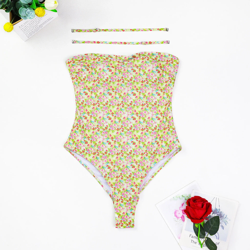 Bandage Swimwear New Bodysuit Printed Swimwear High Cut Swimsuits Sexy One Piece Suits 2025 Beachwear Low Waist Bathing Suit