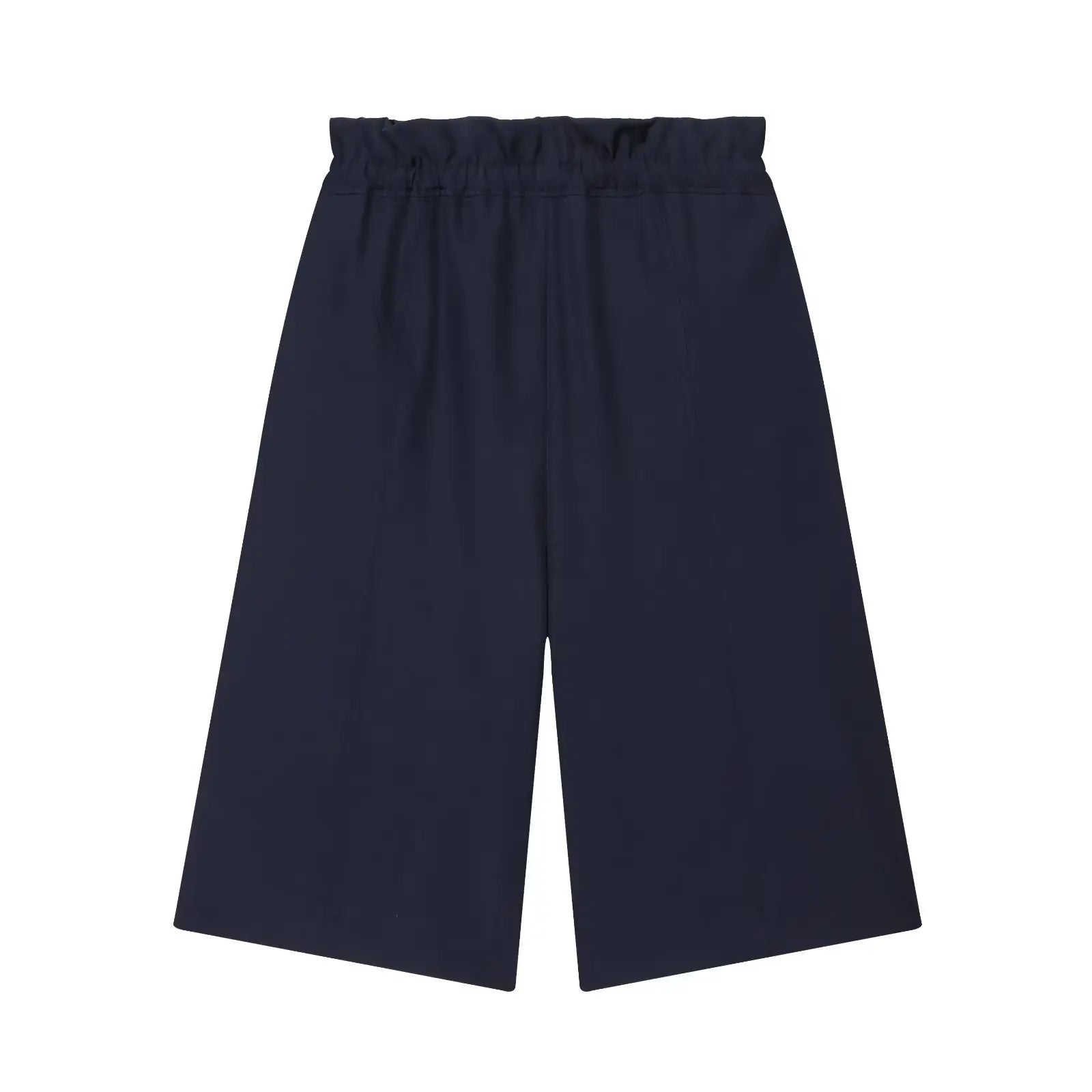 Women's Layered Decorative Waist Casual Shorts Navy Blue Waist Drawstring Wide Leg Knee Shorts Casual Culottes For Women TSP2
