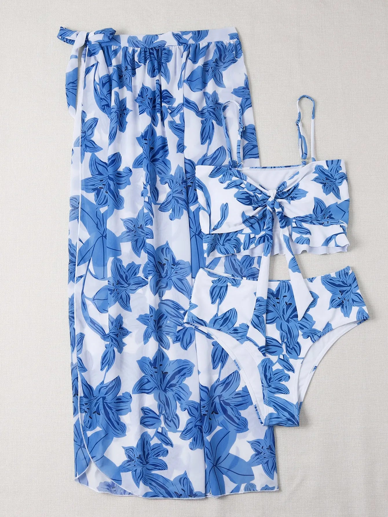 3 Pieces Floral Printed Push Up Bikinis 2026 Women Halter Swimwear Female Sexy Swimsuit & Beach Dress Bathing Swimming Swim Suit