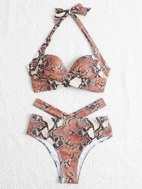 Sexy Push Up Bikinis 2026 Women High Waist Swimsuit Solid Halter Swimwear Female Bathing Suit Swimming Summer Beachwear XXL