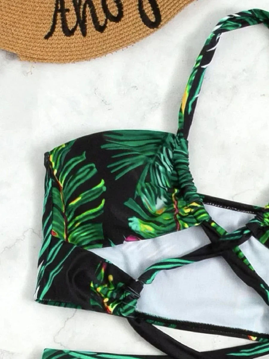 2026 Halter 3 Pieces Bikinis Bandage Swimsuit & Beach Dress Sexy Swimwear Women Bathers Swimming Bathing Suit Beachwear Summer