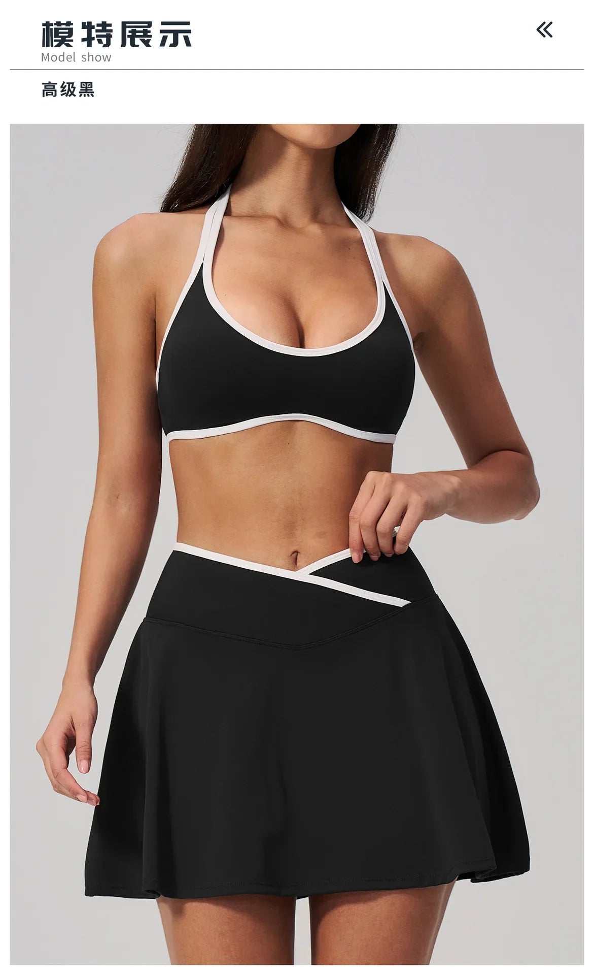 Summer New Outdoor Breathable Yoga Sets Women Color Block Shockproof Sports Bra Tennis Pleate Skirt Gym Workout Fitness Suits