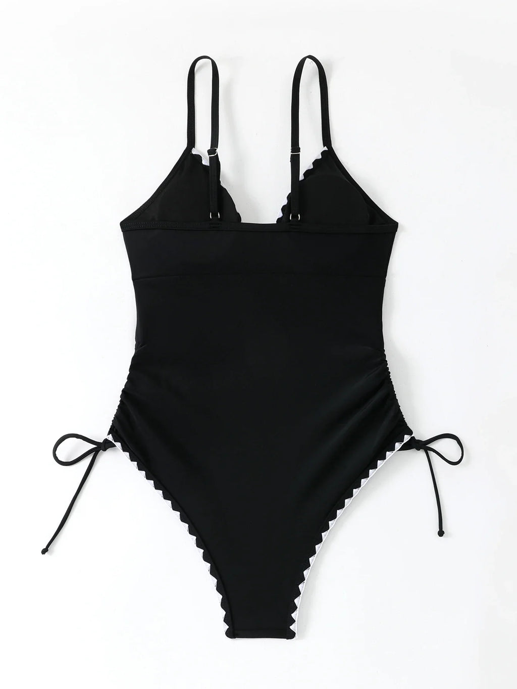 2026 Strappy Swimsuit One Piece Drawstring V-neck Swimwear Women Sexy Black Bathers Bathing Swimming Swim Suit Female Beachwear