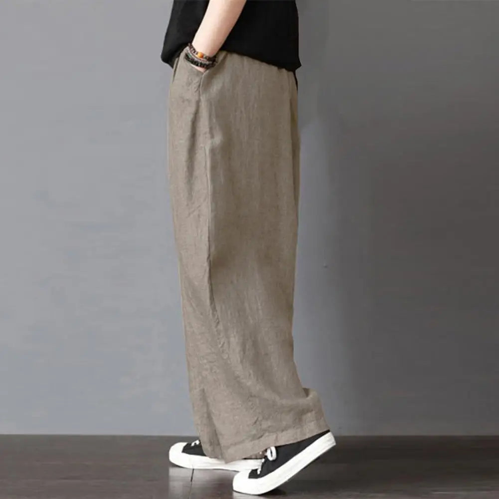 Casual Wide Leg Trousers Women Solid Long Pants Breathable Comfortable Loose Leisure Harem Pants for Outdoor