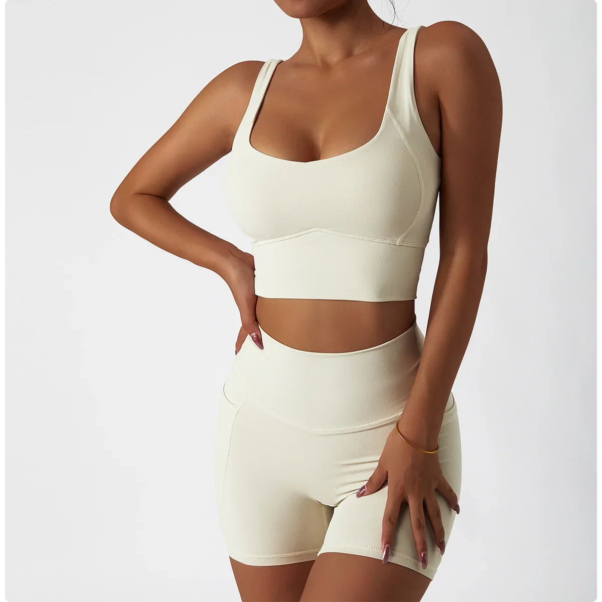 Comfortable Skin Friendly Summer High Waist Yoga Shorts Gym Hip Lift Pants Pocket Breathable Running Cycling Sports Shorts Women