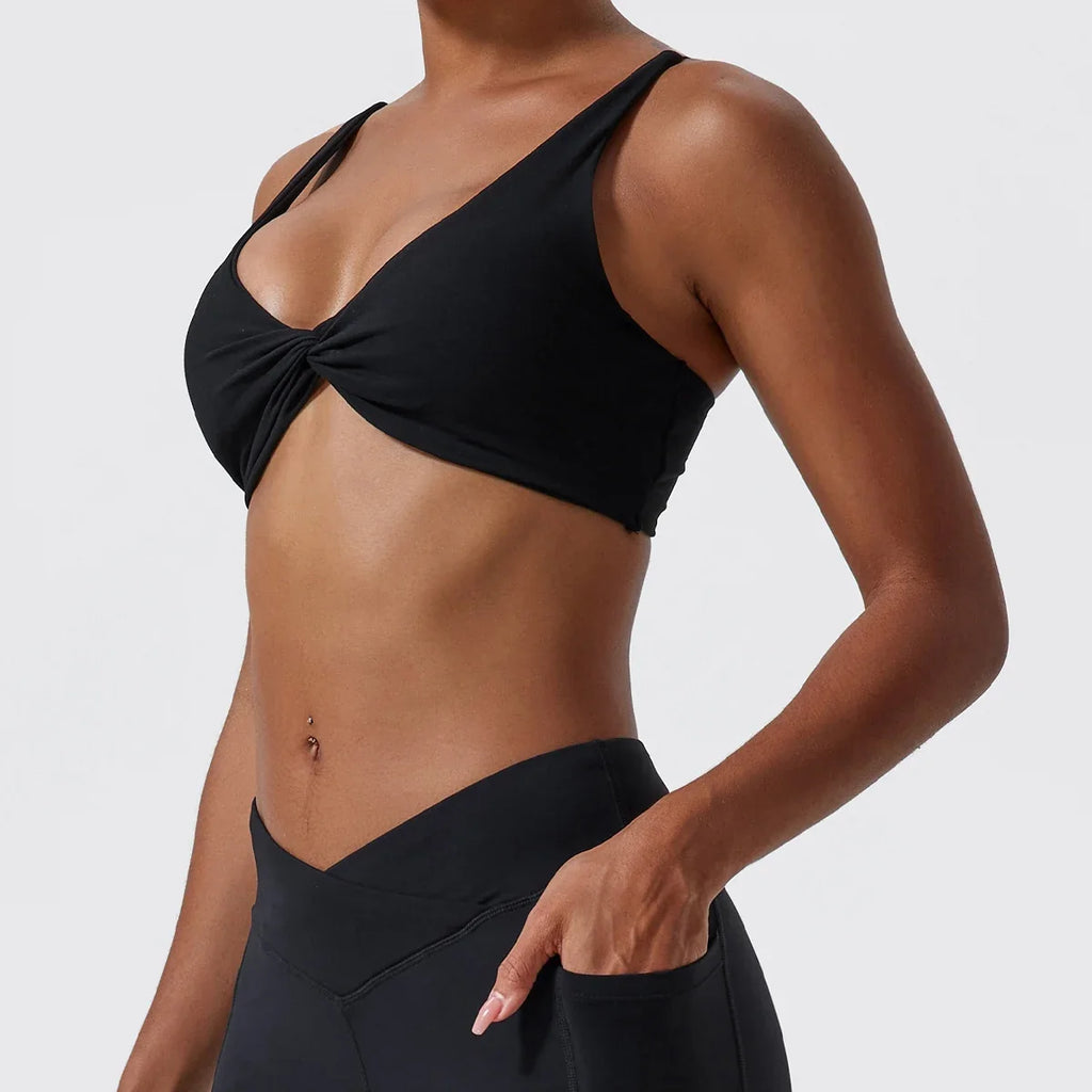 Hearuisavy Summer Sports Bra Shockproof Push Up Gym Top Women Quick-Dry Yoga Clothes Pleated Design Brassiere Workout Crop Top