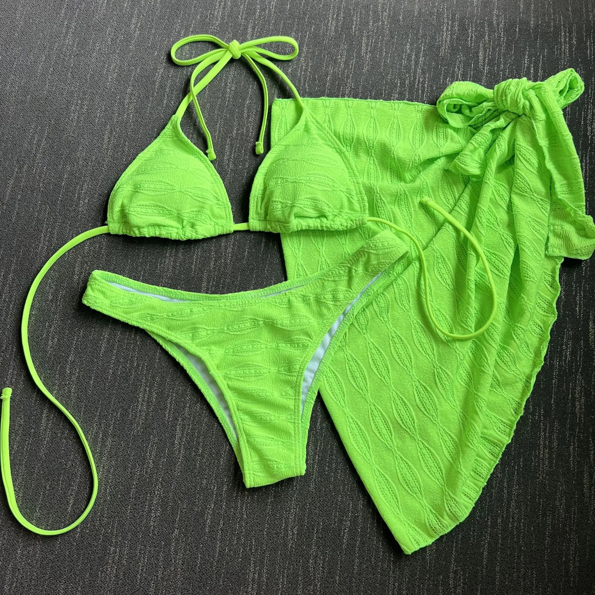 Fashionable Multi-Color Bikini Swimsuit Set Sexy Three-Piece Women's Swimwear Trendy Beachwear By Mingshi Quality Chinese Brand
