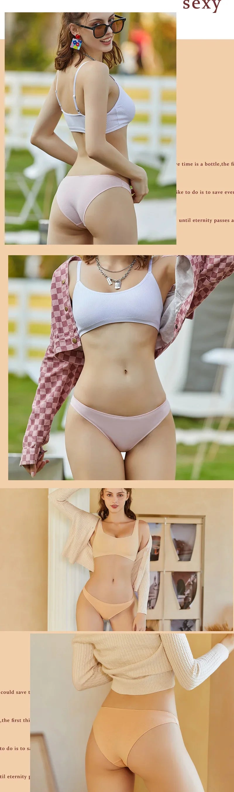 4Pcs Women's Cotton Seamless Briefs Intimates Women Sexy Panties Solid Color Breathable Underwear Female Low Waist Soft Lingerie