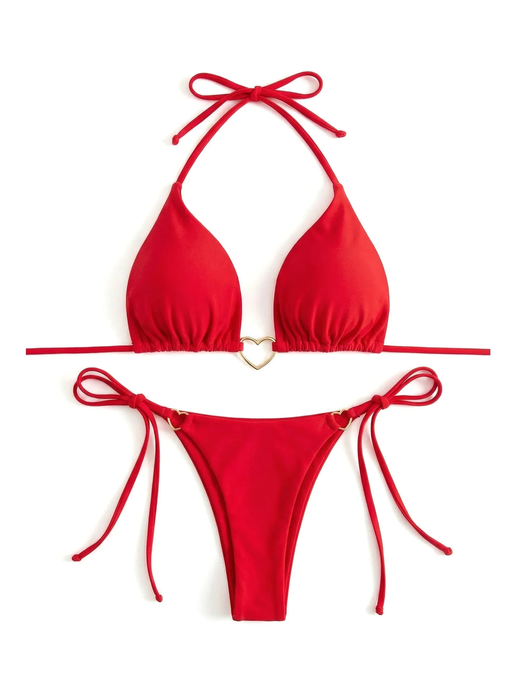 New Solid Color White Bikini Women suit Low Waist Lace-up Fashionable Swimsuit Two-piece Set