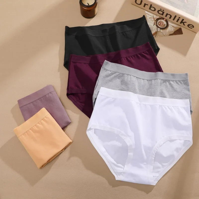 4Pcs/Set Women Cotton Briefs Seamless High Waist Breathable Underwear Female Stretch Comfortable Lingerie New solid color Panty