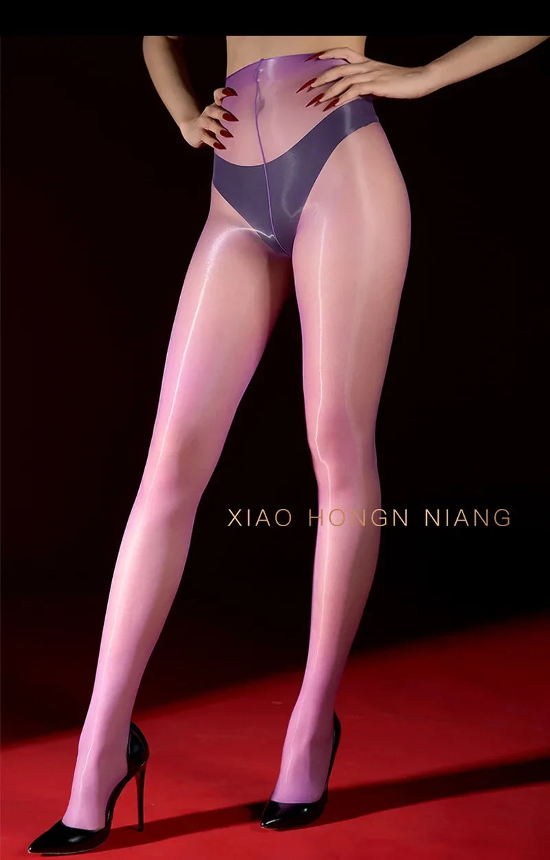 Sexy Silk Horse Oil Stockings Thin Anti-Snag Glossy Pearl Pantyhose Solid Color Transparent Mesh Nightclub Wear Pantyhose 0RG0