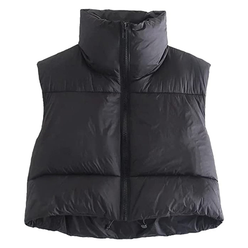 Women Winter Warm Crop Waistcoat Sleeveless Stand Collar Double Sided Lightweight Puffer Vest 2022 Streetwear