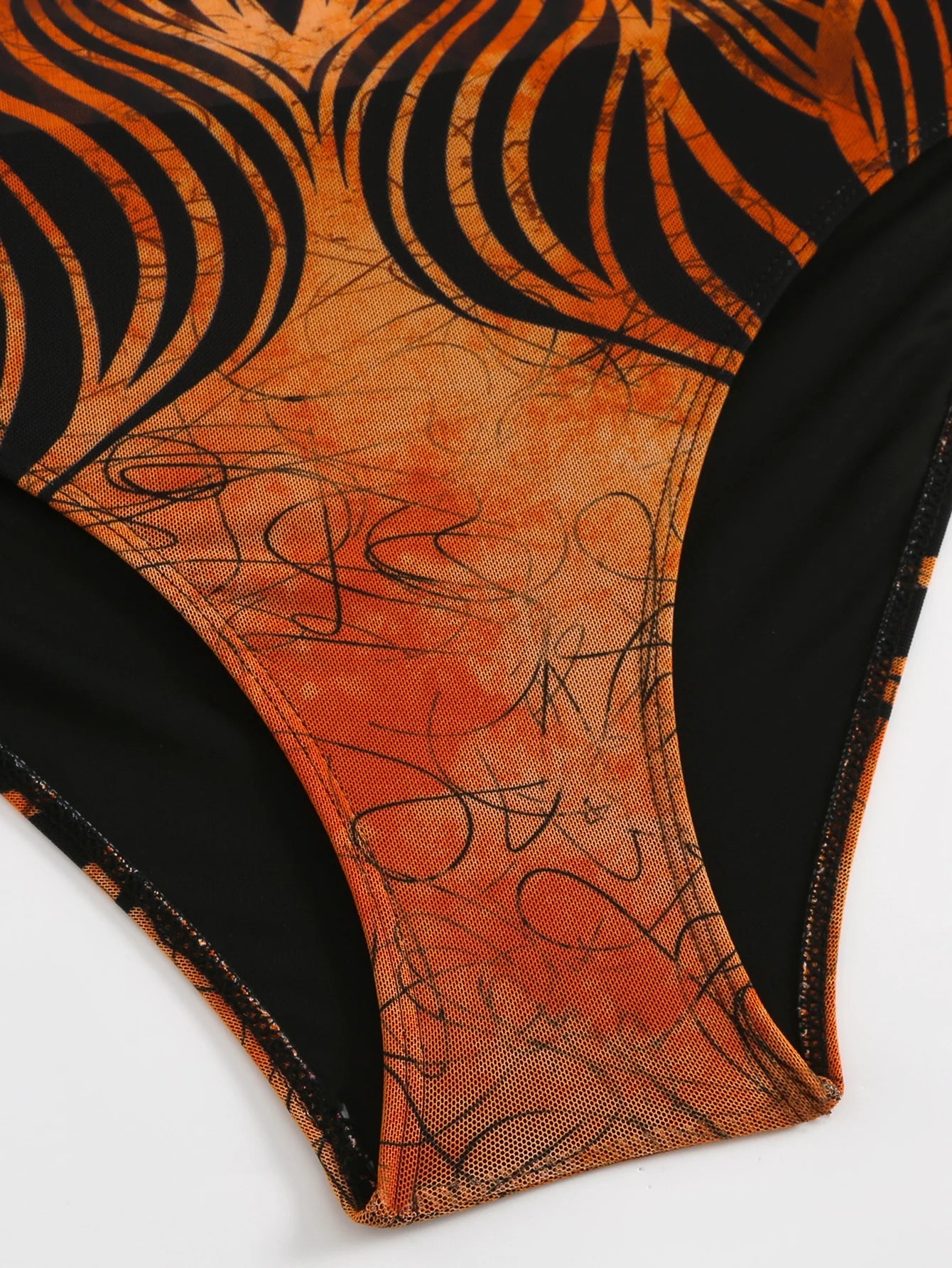 2026 Printed Mesh Swimsuit One Piece & Beach Dress Long Sleeves Swimwear Women Bathing Swimming Swim Suit Padded Beachwear