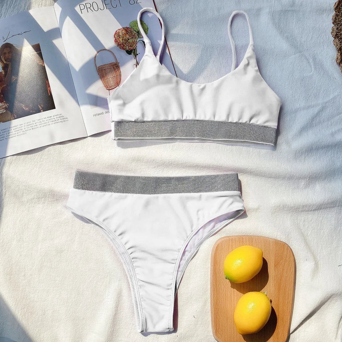 Bikini 2026 Sexy Swimwear Swimsuit Women Push Up High Waist Shining Bandage Patchwork Bikinis Set Bathing Suit Biquinis Feminino