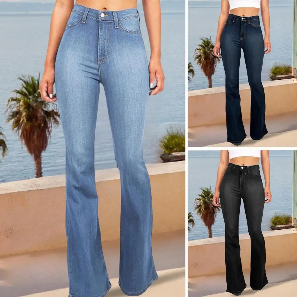 High Waisted Flared Jeans Bell Bottom Jeans for Women Stretchy Bootcut Denim Trousers Women Casual Wide Leg Denim Flared Pants