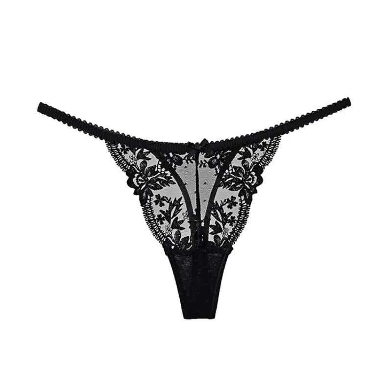 Tanga Dentelle Française Noël Pure Desire Transparent Fente Haute Sans Retirer Érotique T Pant Confort Taille S-XL MOYISU AB