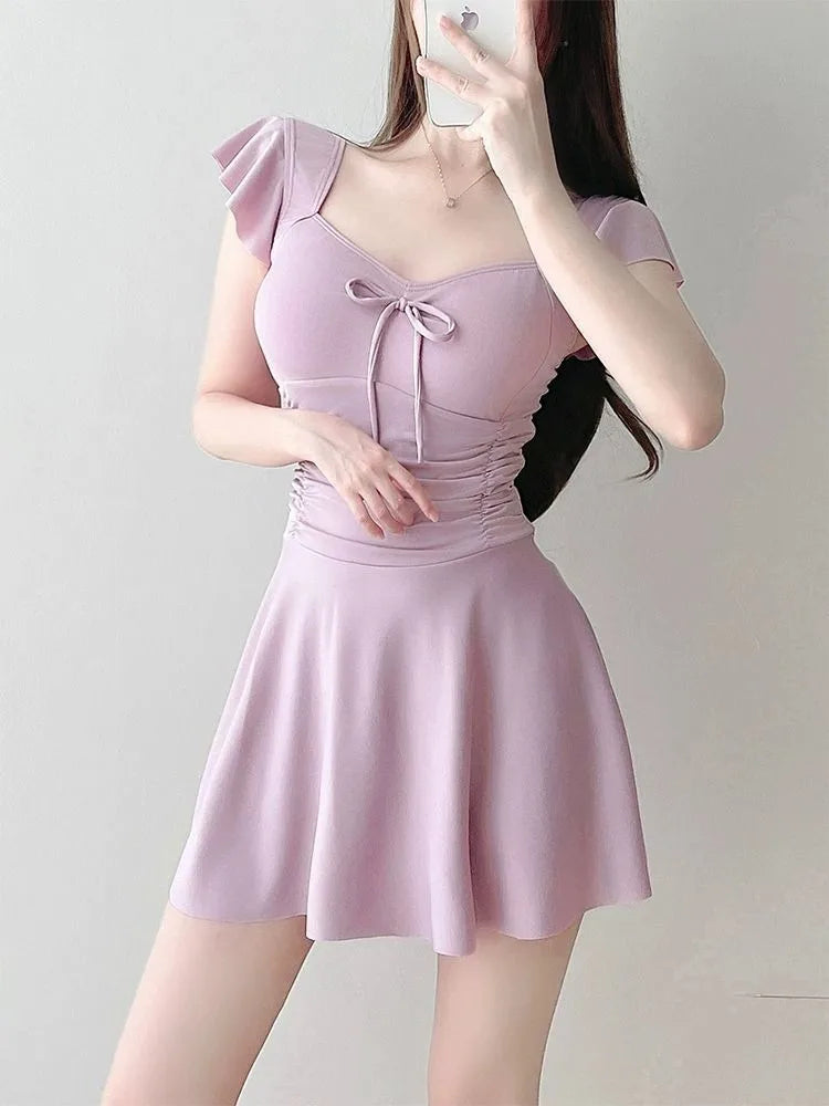 Jumpsuit Style Swimsuit for Women Slimming Down and Covering The Belly with Small Chest Gathering Together for Vacation Swimsuit