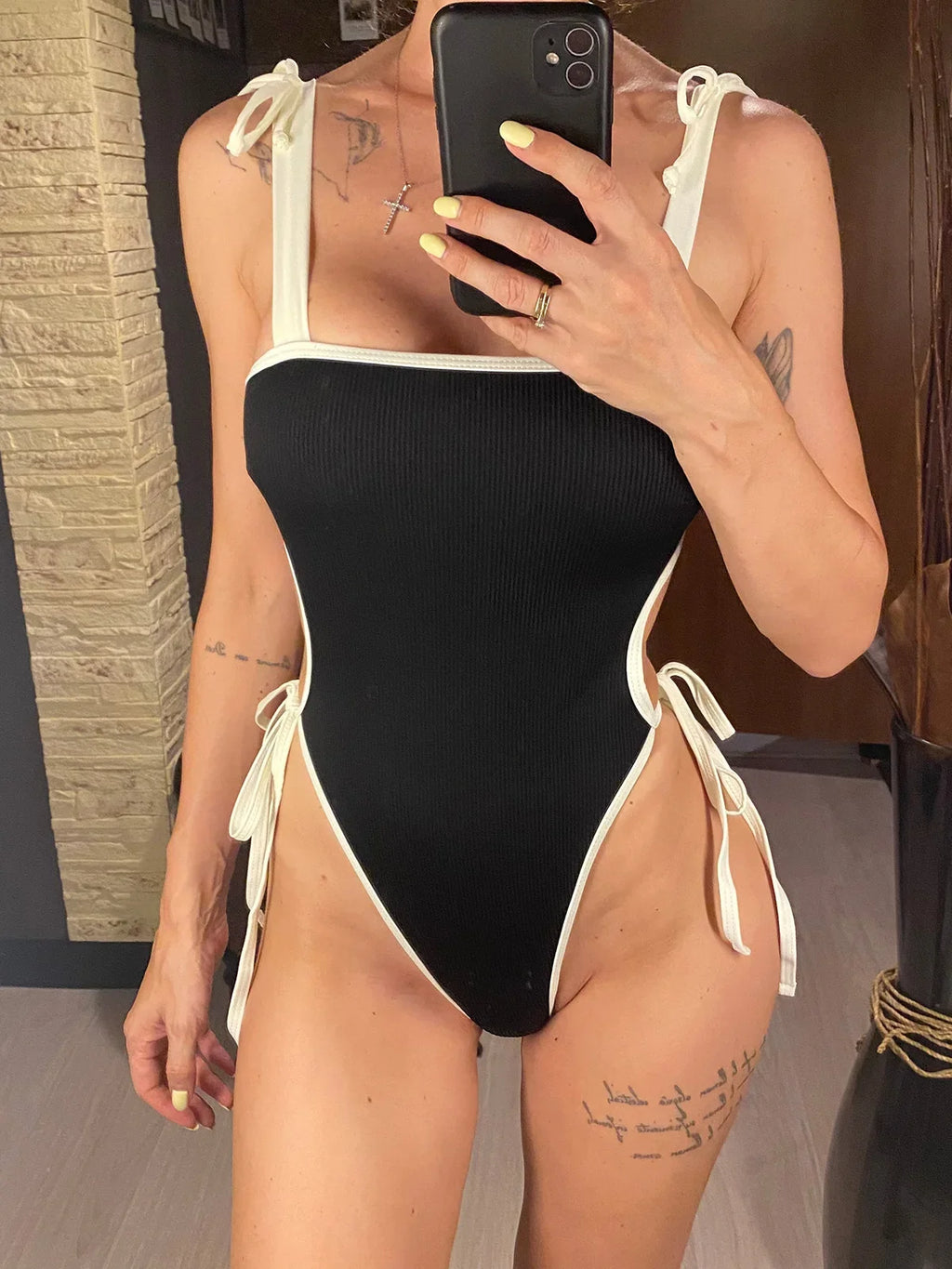 2026 Ribbed Strappy Mini Micro Thong Women Swimwear One Piece Swimsuit Female High Cut Leg Padded Bather Bathing Suit Swim V6711
