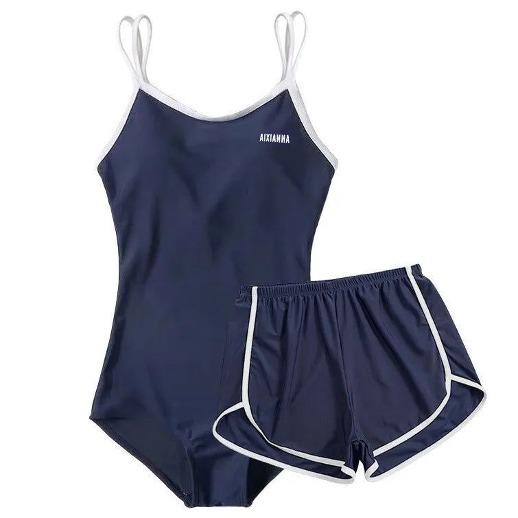Swimsuit Set Sexy And Slimming Schoolgirl-style Small Bust Deep V Sleeveless Bodysuits And Shorts Pure Desire Style Casual W0Y2