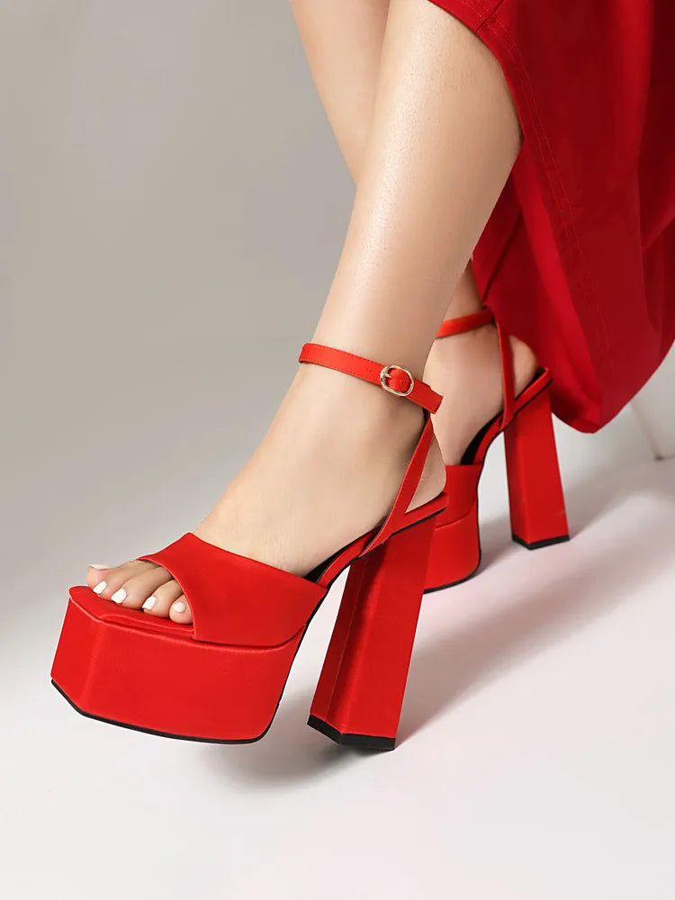 NASBAVI 2025 Women's Summer New Style Super High Heels Waterproof Terrace Trendy Glitter T-Stage Fashion Sandals Wedding Sandals