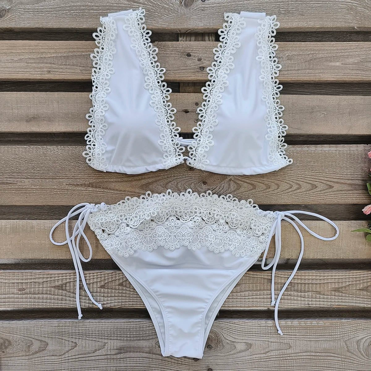 New Halter Bikini High Leg Swimsuit Swimwear Women Deep Back Two-Piece Separates Bikini Sets Strappy Bathing Suits