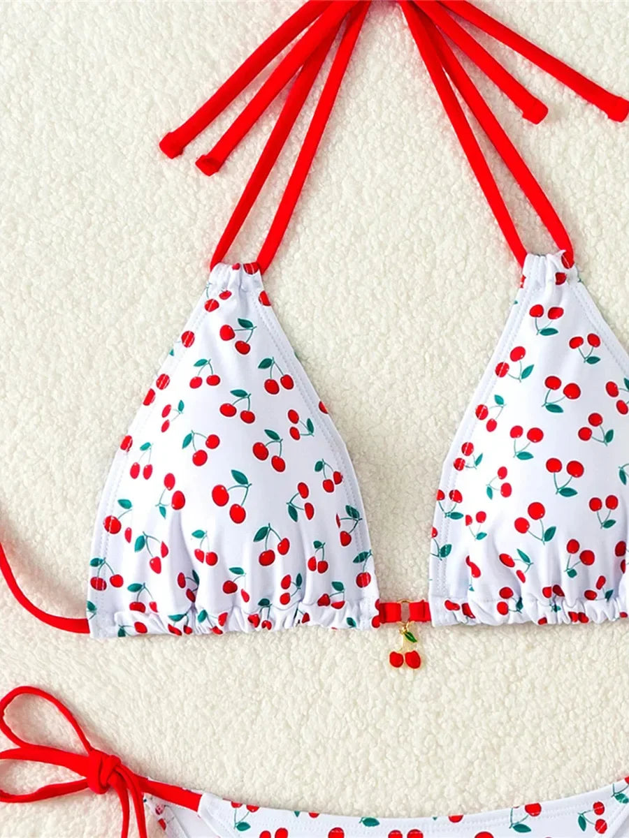 Strawberry Designer Bikini Women White Contrast Bikin Micro Swimsuit Two Pieces Bikini Set Brazilian Bathing Suit Thong Swimwear