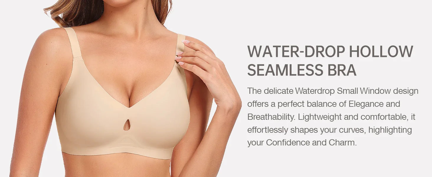 Women's Small Teardrop Smooth Wire-free Bra 3/4 Cup Thin Mold Jelly-like Bra Comfortable and Breathable Underwear Plus