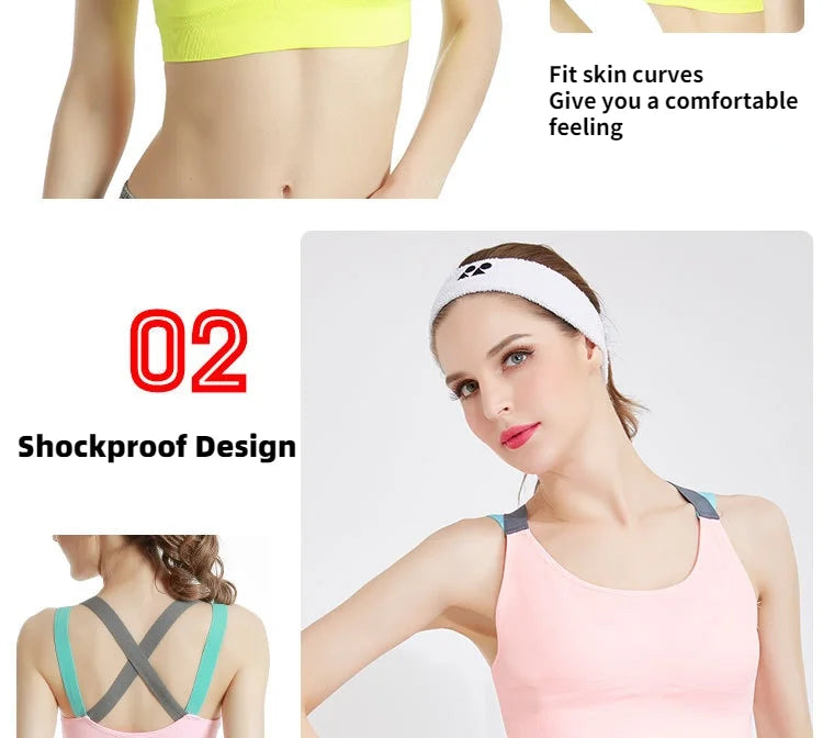 Sports Bra Women Patchwork Cross Back Straps Jogging Gym Crop Top Female Tops Fitness Yoga Shockproof Vest Sport Bras for Women