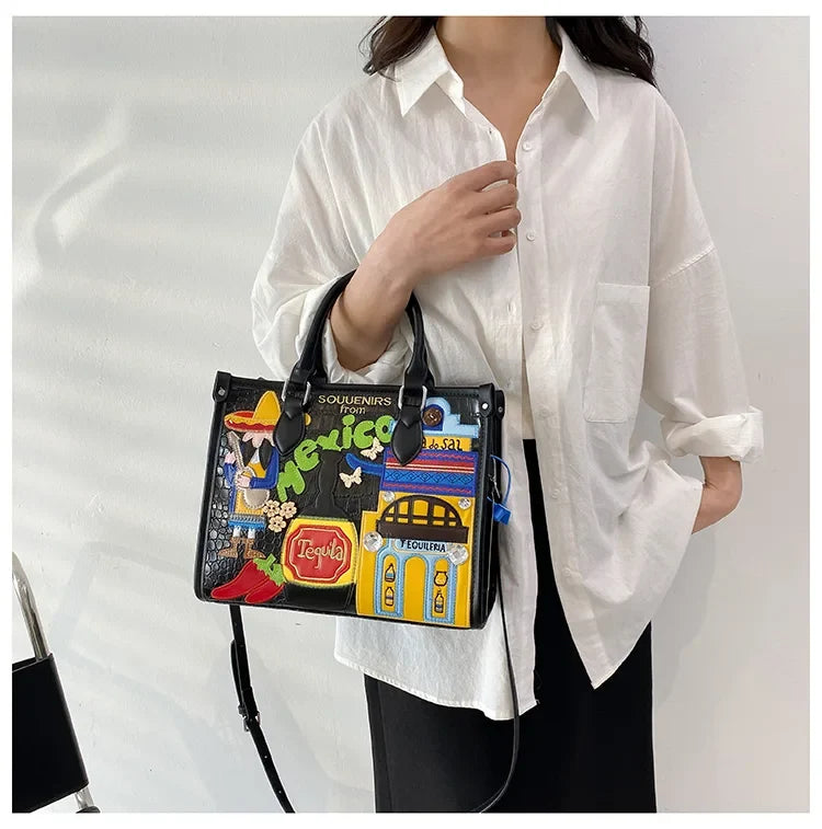 Design Patchwork Zipper 2026 Hot Sale Women's Bags Retro High Quality Women's Bags PU New Personality Stylish Shoulder Bags