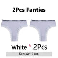 FINETOO 2Pcs/Set Women Cotton Brazilian Panties Plus Size M-2XL Lingerie Sexy Lace Underwear Low Rise Girls Intimates Underpants