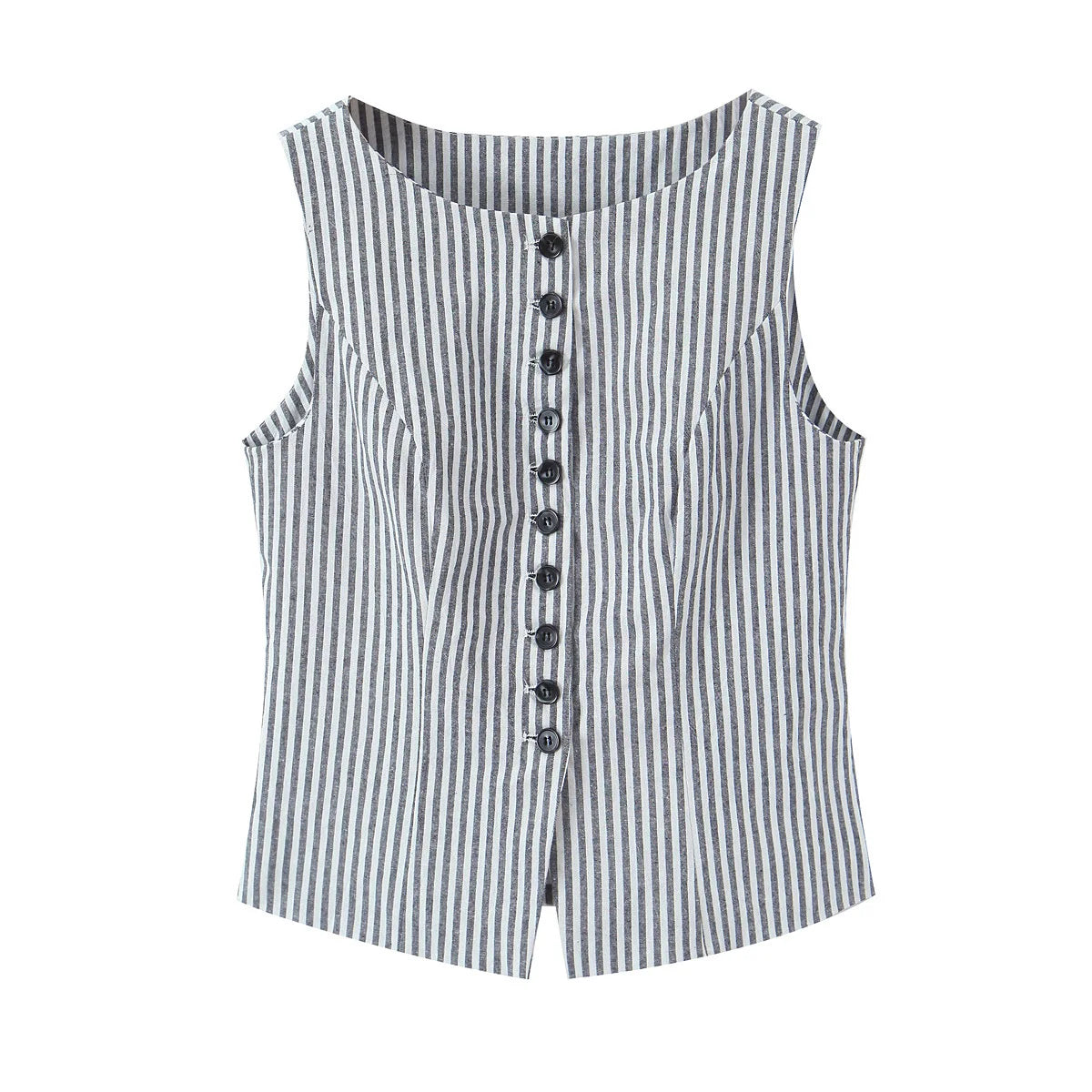 New French Striped Old Money Style Waist-Slimming Sleeveless Vest Top Small Tank Top For Woman Charming Casual Elegant BXUR