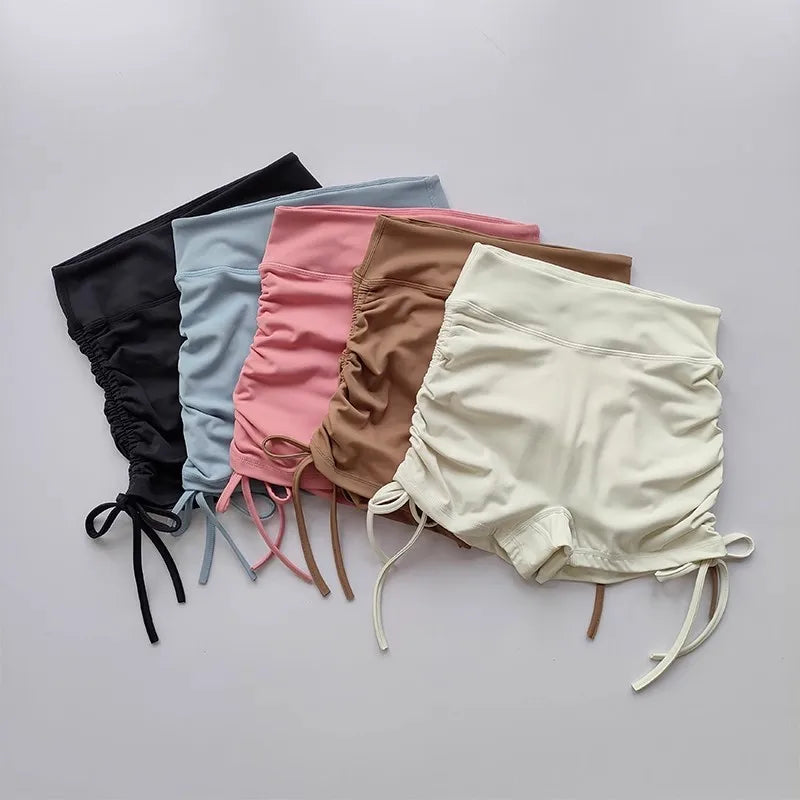 High-Waisted Women's Yoga Fitness Shorts Sexy Drawstring Tied Three-Part Sports Hot Pants for Fitness And Exercise