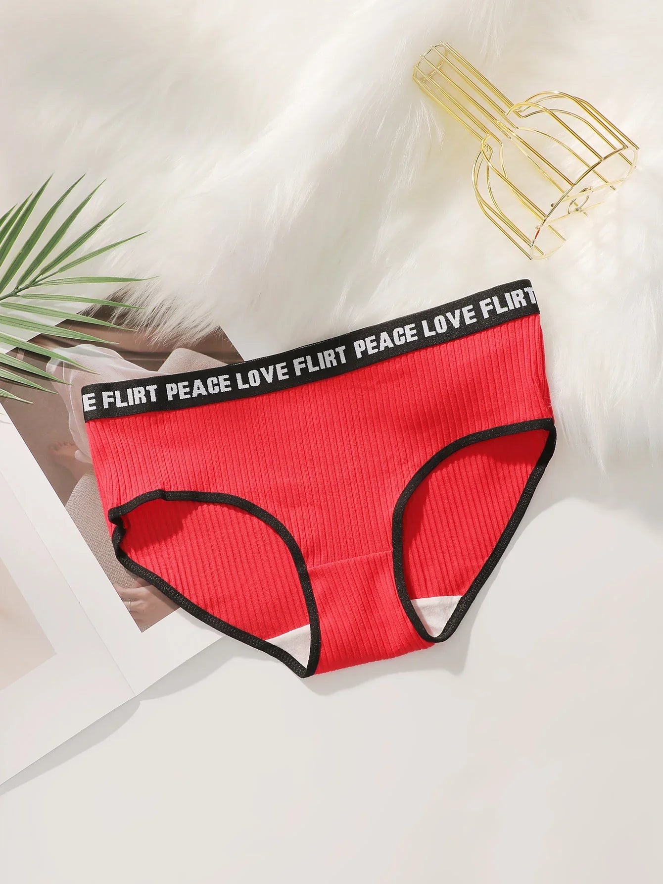 Women's High Waist Panties  Letter Elastic Waistband Soft Ribbed Fabric Comfortable Briefs for Daily Wear women bra K2809
