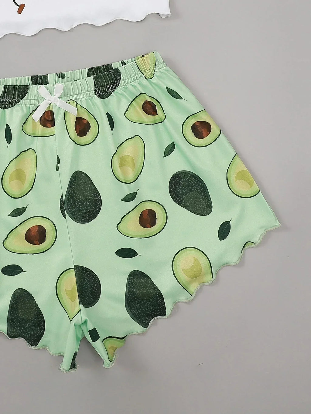 Summer Avocado Print Pajamas Set for Women Casual Camisole with Shorts Sexy Lingerie Nightie Homewear Sleepwear Underwear