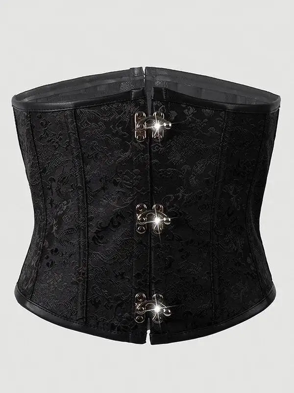 Sexy Leather Tight Corset Jacquard Waist Cincher Bust Support Shapewear New Lace-up Court Casaul Elegant Style Corset B8RO