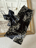 New Women's Pajamas Set Cherry Print Sleeveless V Neck Sexy Sleepwear Fashion 2PC Homewear for Summer and Spring