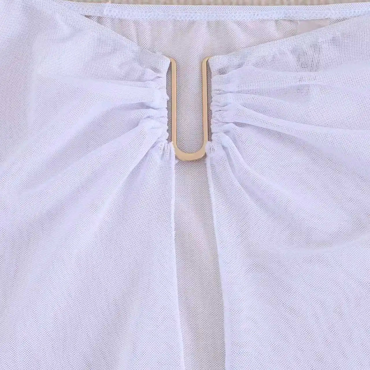 Vintage White Mesh Long Skirt 3 Piece Bikini Set 2026 Swimwear Women Metal Starfish Hollow Out Push Up Bra High Waist Swimsuit