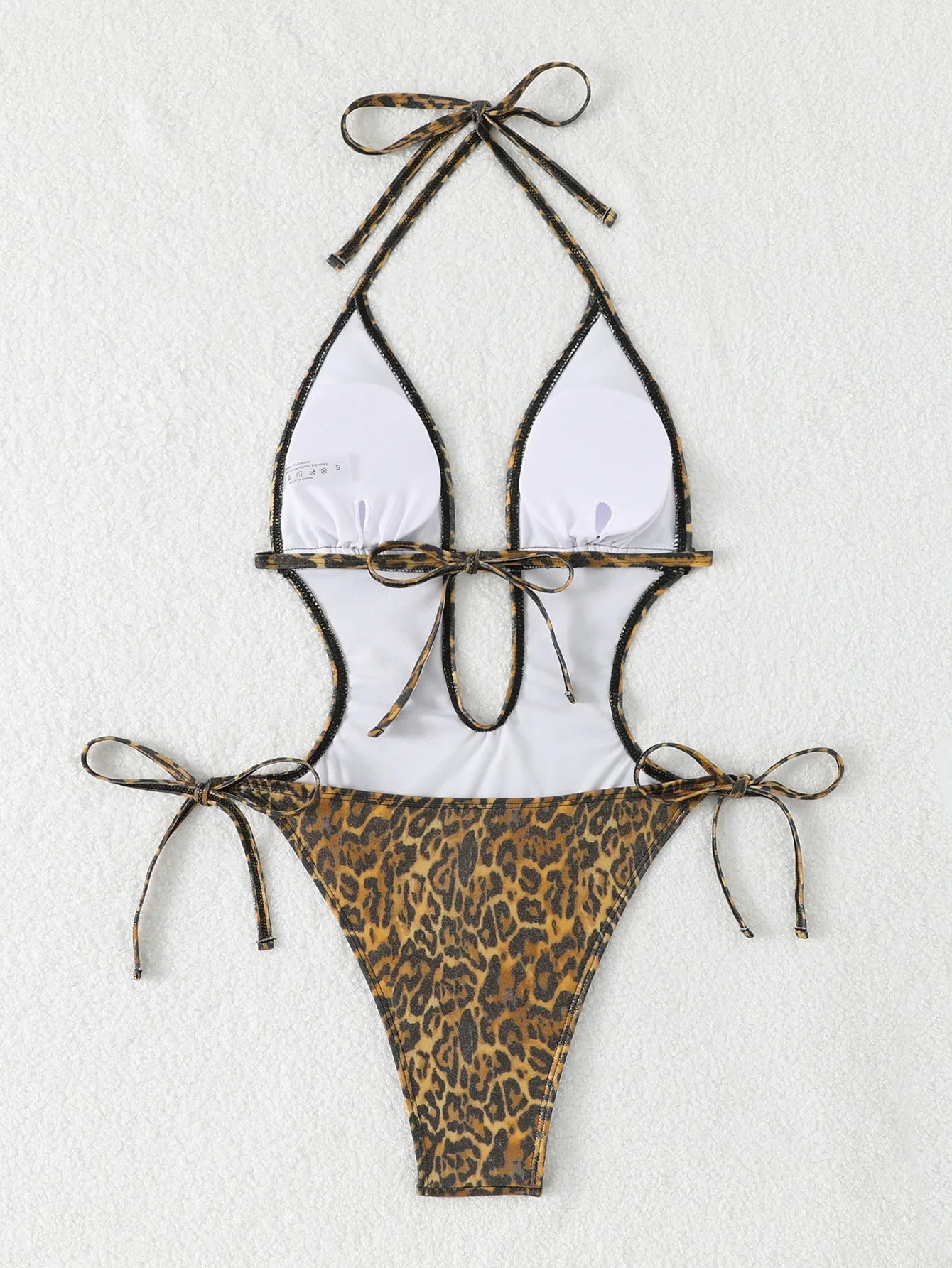 2026 Leopard One Piece Swimsuit Women Cut Out Swimwear Sexy Backless Bathing Suit Tie Side Monokini Beach Bodysuit Beach Wear