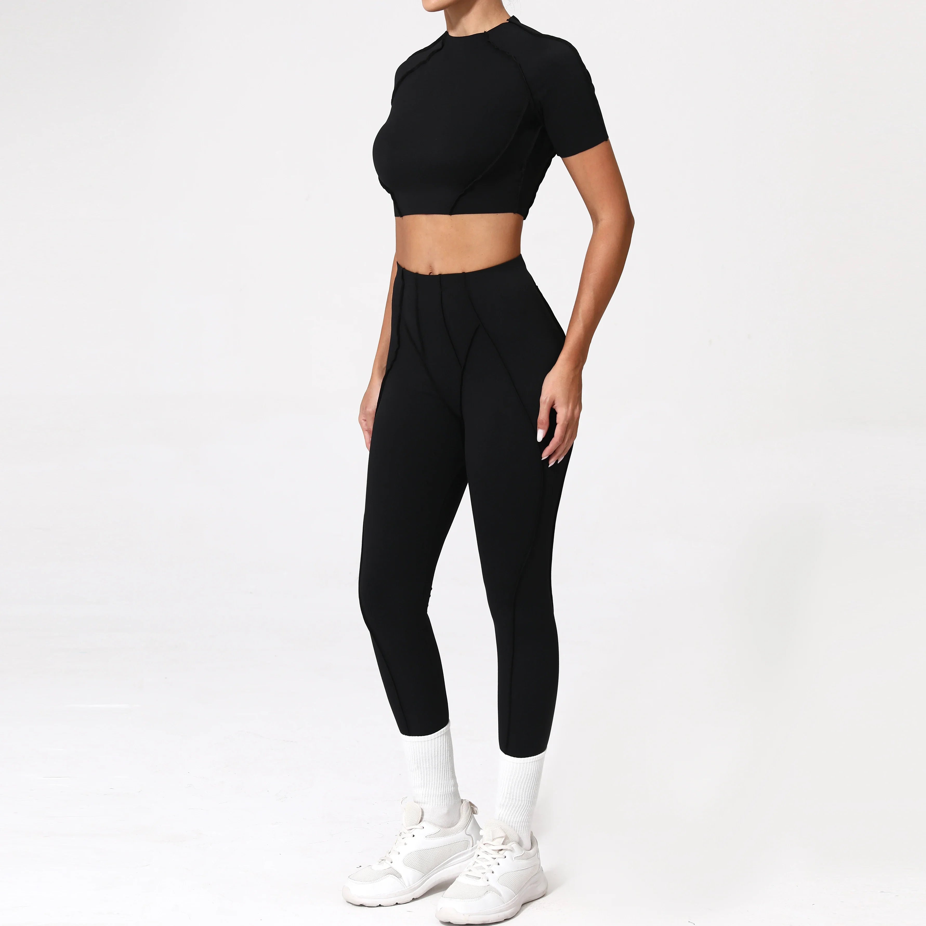 2PCS Yoga Suit Sports Set Women Quick-Drying Gym Set Women Tracksuit Running Workout Long Sleeve Sports Shirt Yoga Clothing