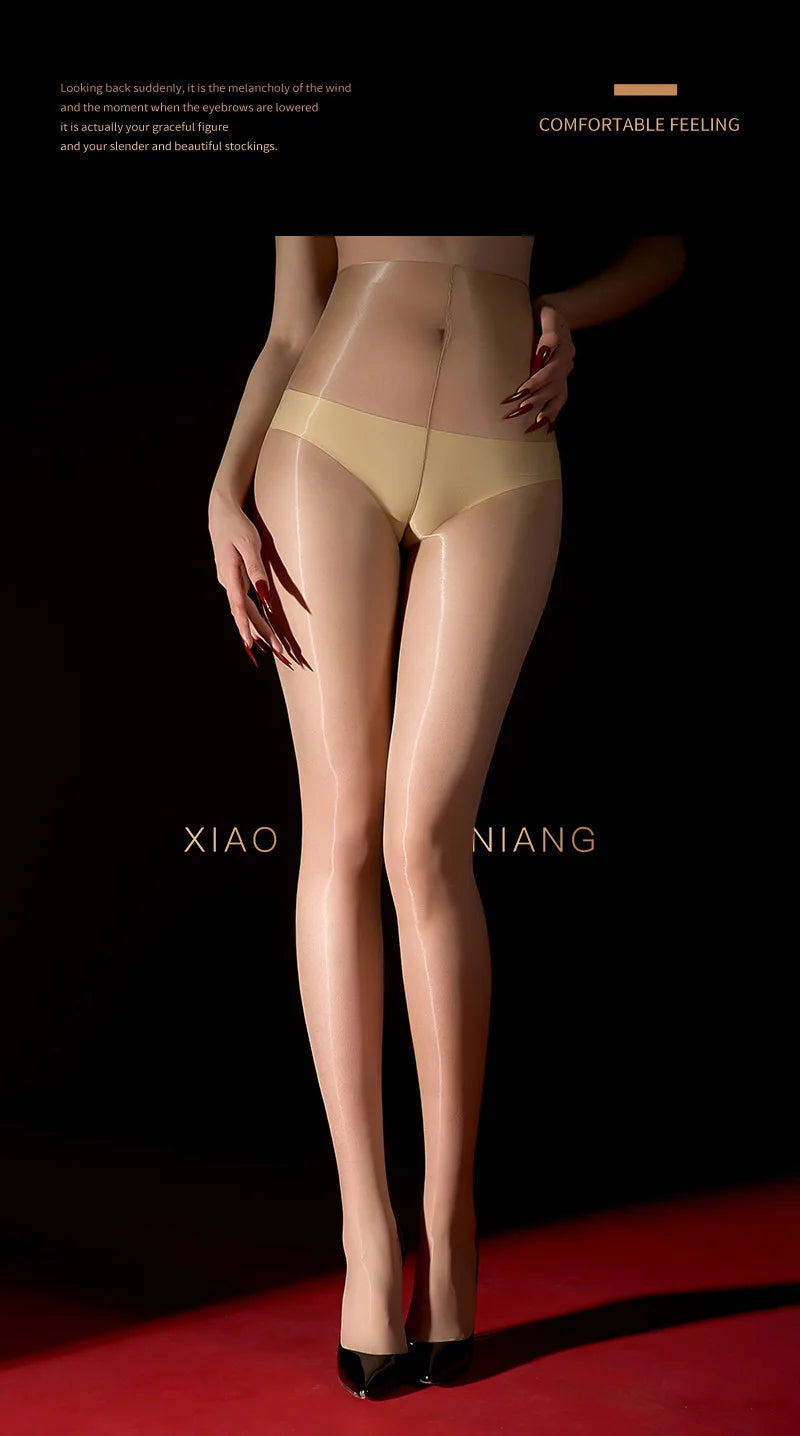 Sexy Silk Horse Oil Stockings Thin Anti-Snag Glossy Pearl Pantyhose Solid Color Transparent Mesh Nightclub Wear Pantyhose 0RG0