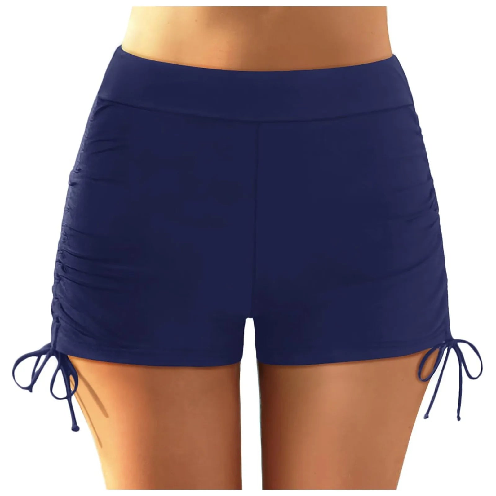 Beach Bathing Suit Women High Waist Bikini Bottoms Swim Briefs Drawstring Beach Shorts Solid Leopard Bikini Ruched Swim Bottoms