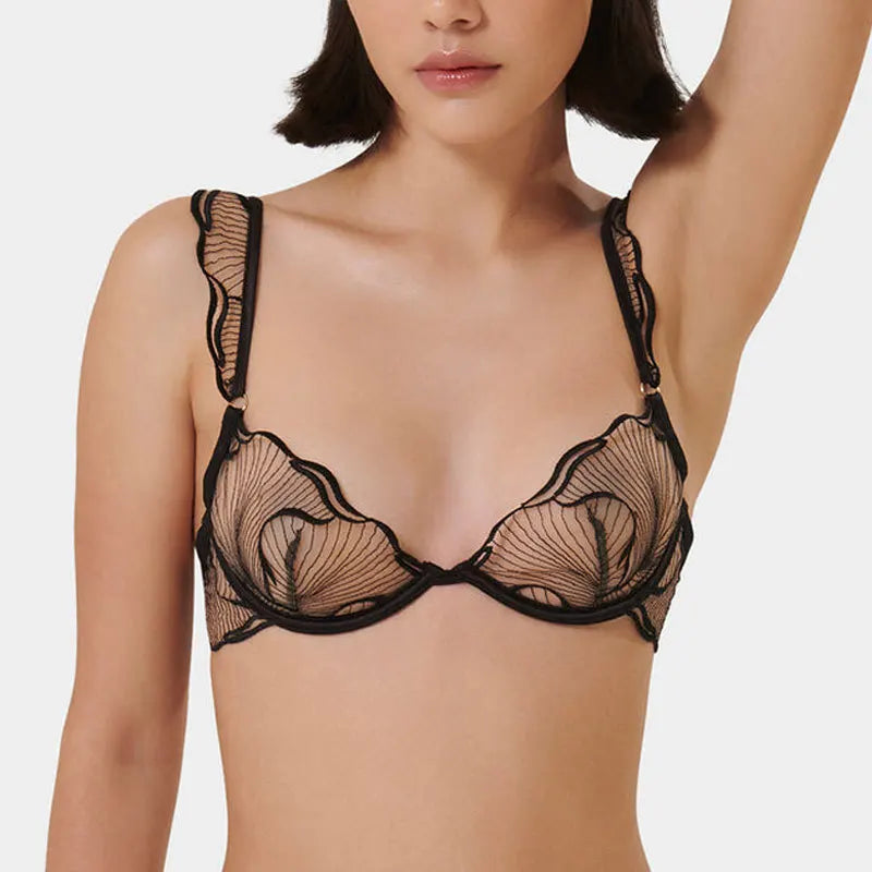 Summer French Minimizer Bra Beachwear Large Bust Pure Embroidery Lace Ultra Thin Plate Size Light Support Wirefree AU MOYISU
