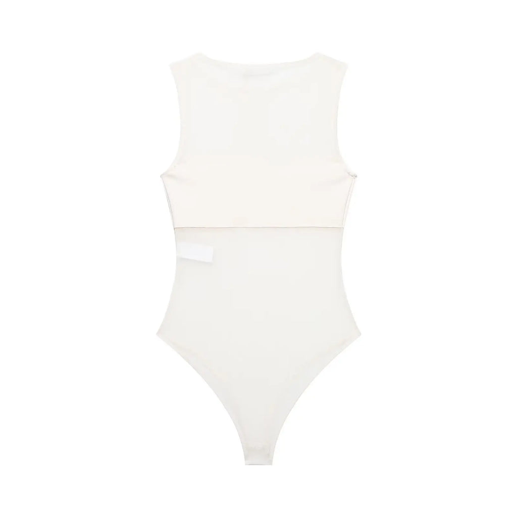 Women's Patchwork Silk Mesh Jumpsuit WHEF