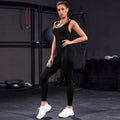 Solid Sleeveless Backless Low Neck High Waist Bodycon Jumpsuits For Women Casual Rompers Activity Jogger Suits Backless Bodysuit
