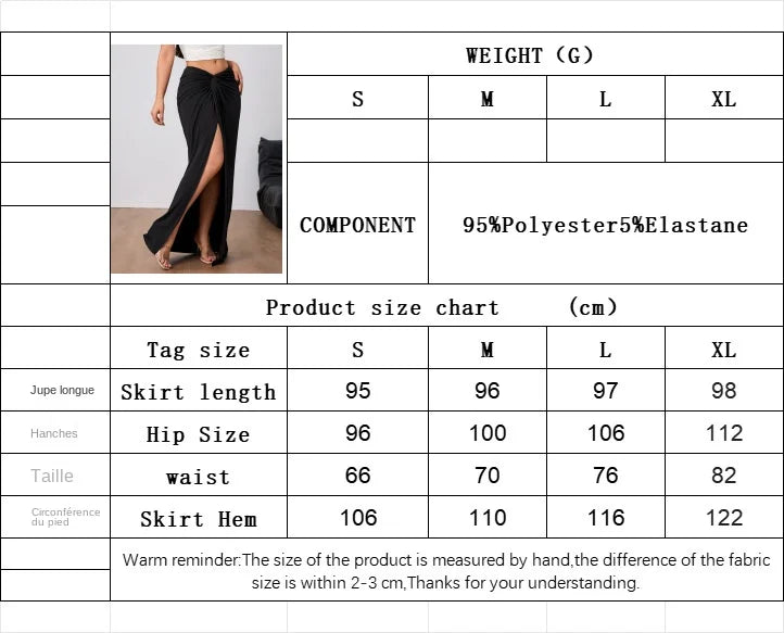 Elegant Black Skirt for Lady Folds High-waisted slit Women's Long Skirt Spring Summer Outfit Fashionable Casual Streetwear Women