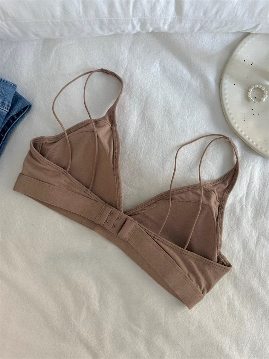 MOYISU French Triangle Cup Micro Push-up|Large & Small Breast|Sexy Nude Lightweight Skin Bra Cover Summer Comfort Fit