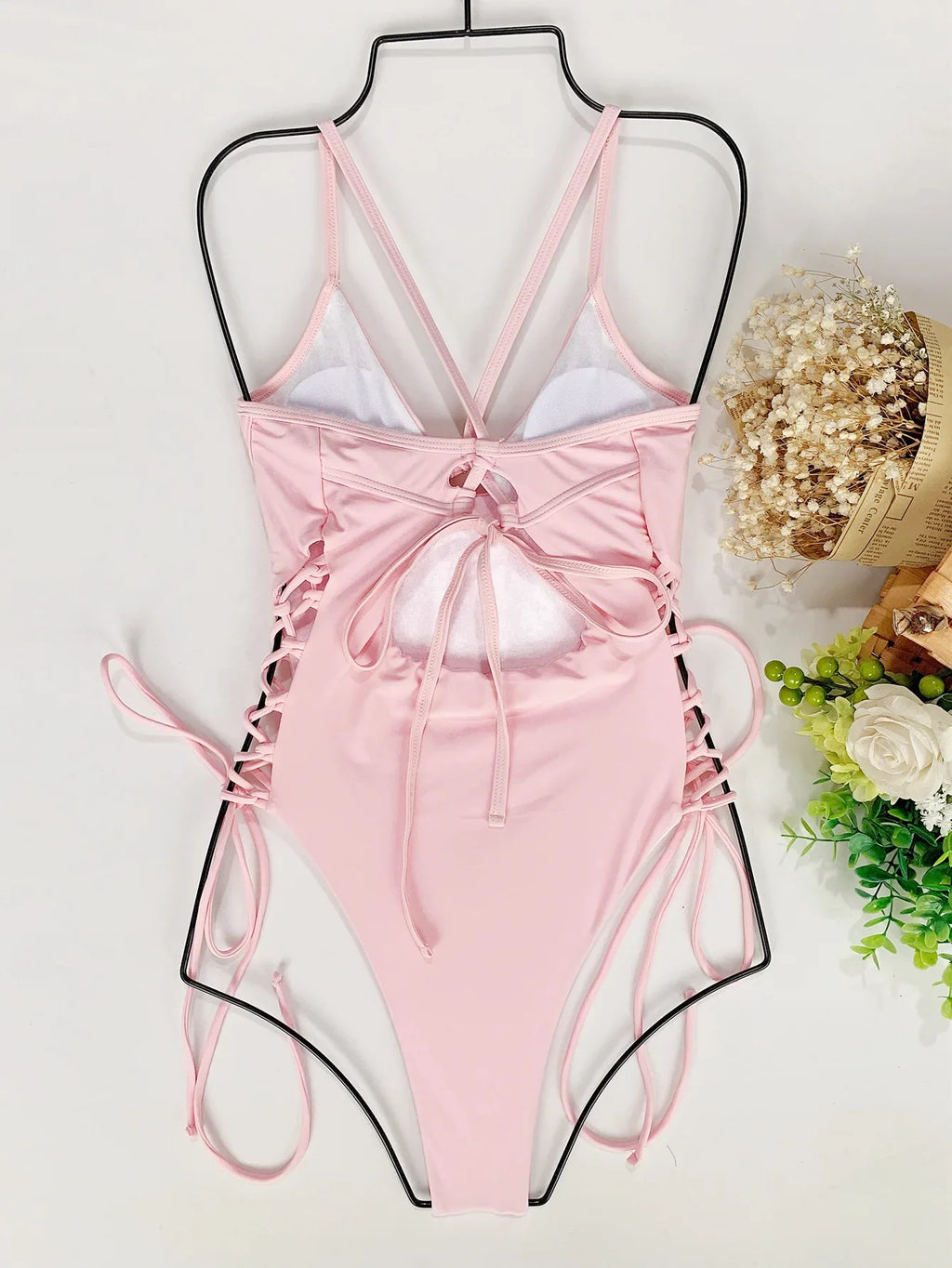 DEKA Underwire Swimwear Women Lace Up One Piece Swimsuit Bandage Female Backless Monokini Bather Bathing Suit Swim Lady