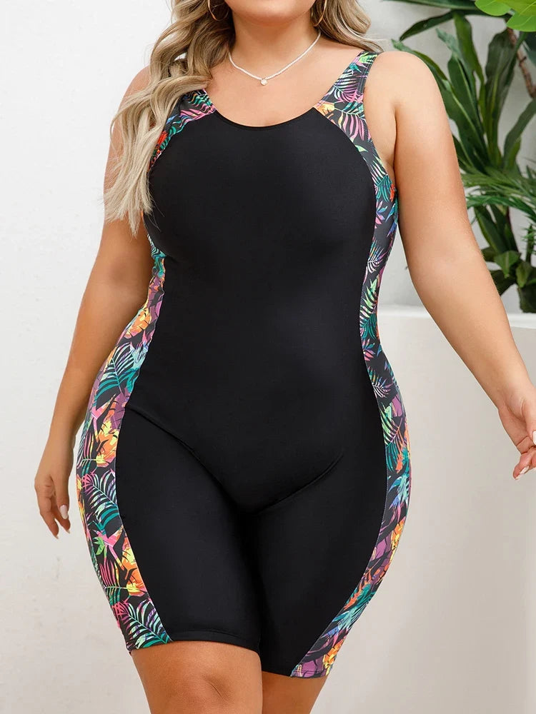 VigoJany 2026 Solid Patchwork Plus Size Swimwear Women Strapped Push Up Large One Piece Swimsuit Summer Chubby Bathing Suit