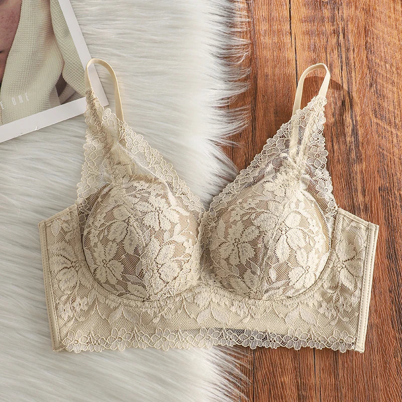 Tight Fit French Lace Bra for Small Bust - Comfort Lift Anti Sagging, Sexy Lace Back & Thin Strap Lingerie MOYISU Sexy Bras AB